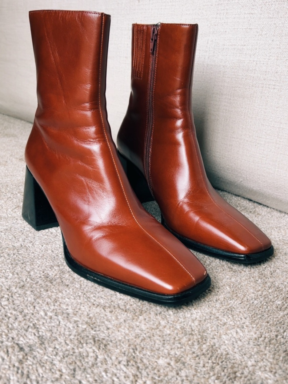 Jeffrey Campbell Sherpal Square Toe Boots in Reddish Brown - Picture 3 of 5